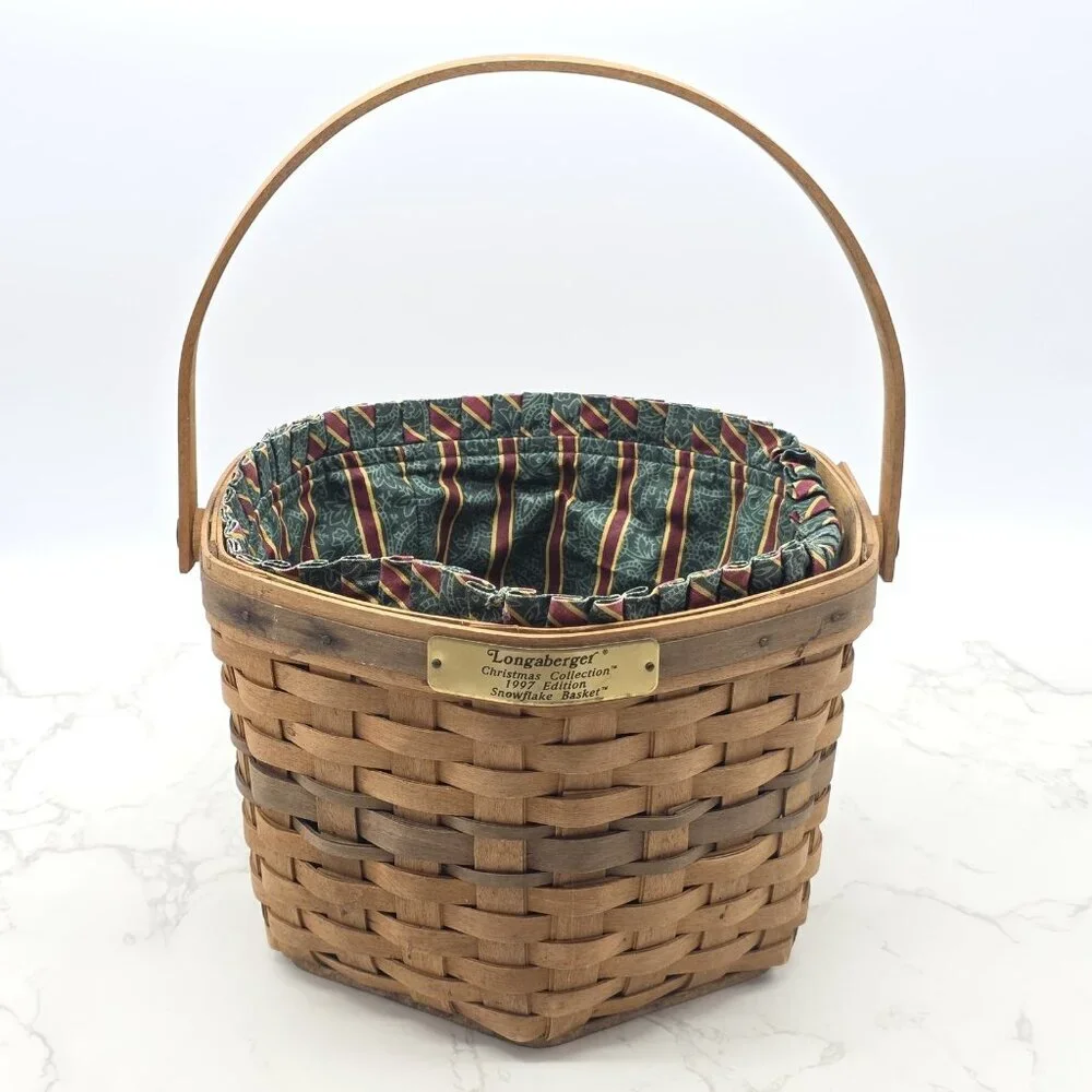 Vintage Longaberger 1997 Christmas Snowflake Basket Liner Protector USA Holiday
